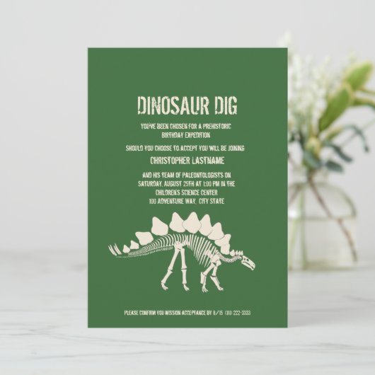 Dinosaur Dig Birthday Kaart (Staand voorkant)