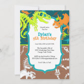 Dinosaur Dig Birthday Party Invitation Kaart (Voorkant)