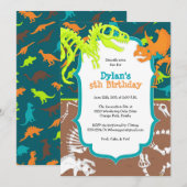 Dinosaur Dig Birthday Party Invitation Kaart (Voorkant / Achterkant)