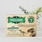 Dinosaur Dig Birthday Party Invitation TRex Invite Kaart (Staand voorkant)