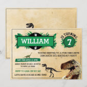 Dinosaur Dig Birthday Party Invitation TRex Invite Kaart (Voorkant / Achterkant)