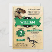Dinosaur Dig Birthday Party T-Rex Dino Invite Kaart (Voorkant)