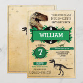 Dinosaur Dig Birthday Party T-Rex Dino Invite Kaart (Voorkant / Achterkant)