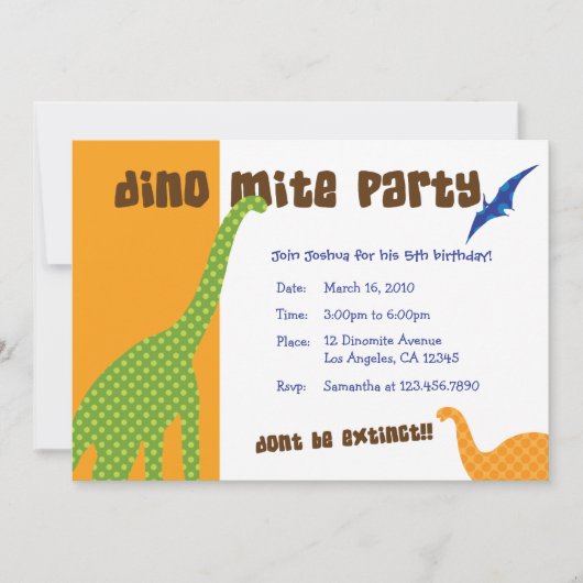 Dinosaur Dig Birthday Theme Invitation Kaart (Voorkant)