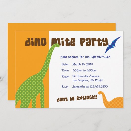 Dinosaur Dig Birthday Theme Invitation Kaart (Voorkant / Achterkant)