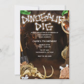 DINOSAUR DIG Botten Mystery Grot Verjaardagsfeestj Kaart (Voorkant)