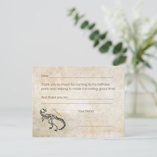 Dinosaur Dig Fossil Birthday Party Bedankkaart (Staand voorkant)
