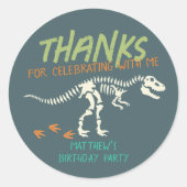 Dinosaur Dig Fossil Kids Verjaardag Dank u wel Ronde Sticker (Voorkant)
