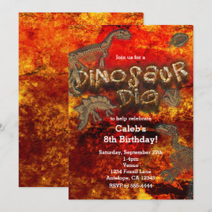 Dinosaur Dig Red Rock Fossils Birthday Kaart