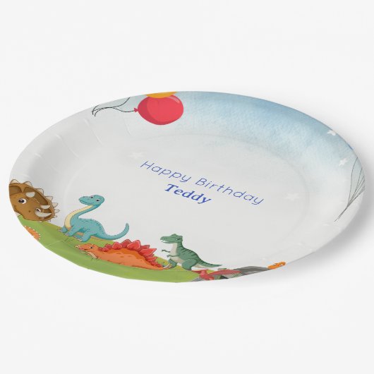 Dinosaur Dig Verjaardagsfeest Borden Papieren Bordje (Gekanteld)