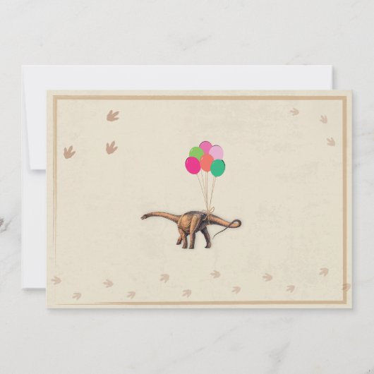 Dinosaur Dig Verjaardagsfeest T-Rex Dino Roze Uitn Kaart (Achterkant)