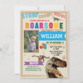 Dinosaur Dig Verjaardagsfeest T-Rex Foto Uitnodige Kaart (Voorkant)