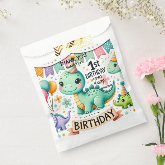Dinosaur Dino 1e verjaardag Bedankzakje (Gezegeld)
