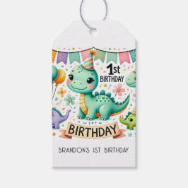 Dinosaur Dino 1e verjaardag Cadeaulabel