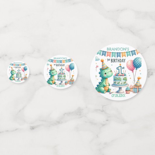 Dinosaur Dino 1e verjaardag Confetti (Voorkanten)