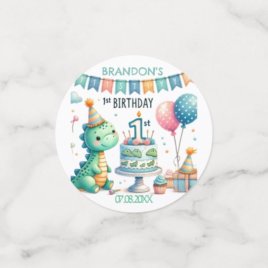 Dinosaur Dino 1e verjaardag Confetti (Kleine voorkant)