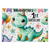 Dinosaur Dino 1e verjaardag Groot Cadeauzakje (Achterkant)