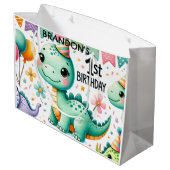 Dinosaur Dino 1e verjaardag Groot Cadeauzakje (Achterkant Gekanteld)