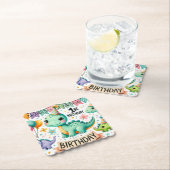 Dinosaur Dino 1e verjaardag Kartonnen Onderzetters (Insitu)