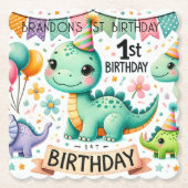 Dinosaur Dino 1e verjaardag Kartonnen Onderzetters (Voorkant)