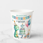 Dinosaur Dino 1e verjaardag Papieren Bekers (Achterkant)