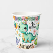 Dinosaur Dino 1e verjaardag Papieren Bekers (Achterkant)