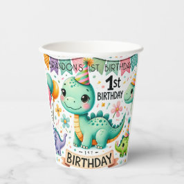 Dinosaur Dino 1e verjaardag Papieren Bekers