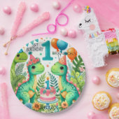 Dinosaur Dino 1e verjaardag Papieren Bordje (Feest)