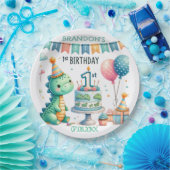 Dinosaur Dino 1e verjaardag Papieren Bordje (Feest)