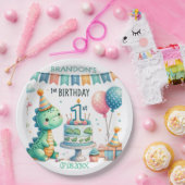 Dinosaur Dino 1e verjaardag Papieren Bordje (Feest)