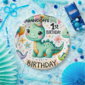 Dinosaur Dino 1e verjaardag Papieren Bordje (Feest)