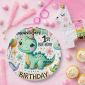Dinosaur Dino 1e verjaardag Papieren Bordje (Feest)