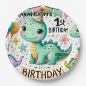 Dinosaur Dino 1e verjaardag Papieren Bordje (Voorkant)