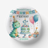 Dinosaur Dino 1e verjaardag Papieren Kommen (Voorkant)