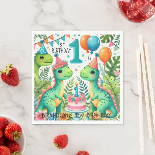 Dinosaur Dino 1e verjaardag Servet (Insitu)
