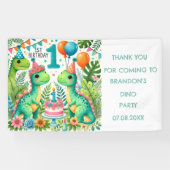 Dinosaur Dino 1e verjaardag Spandoek (Horizontaal)