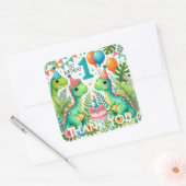 Dinosaur Dino 1e verjaardag Vierkante Sticker (Envelop)