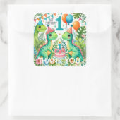 Dinosaur Dino 1e verjaardag Vierkante Sticker (Tas)