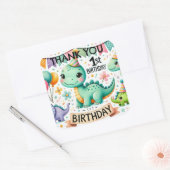 Dinosaur Dino 1e verjaardag Vierkante Sticker (Envelop)