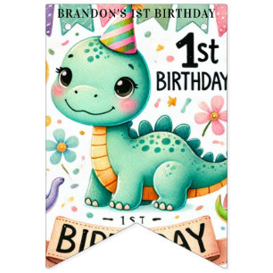 Dinosaur Dino 1e verjaardag Vlaggetjes