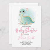 Dinosaur Dino Baby shower Invitation Kaart (Voorkant / Achterkant)