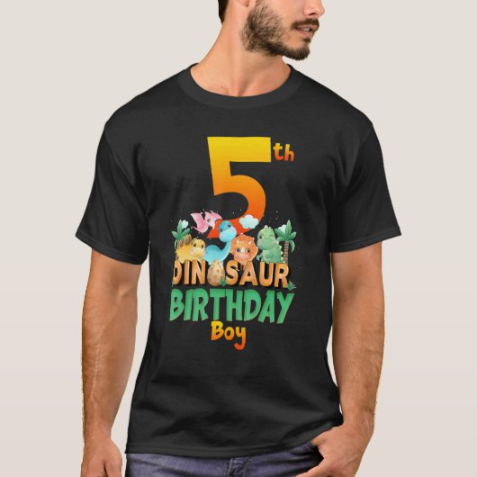 Dinosaur Dino Birthday Boy Trex Group Matching Age T-shirt (Voorkant)