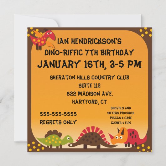 Dinosaur Dino Dig Birthday Kaart (Achterkant)
