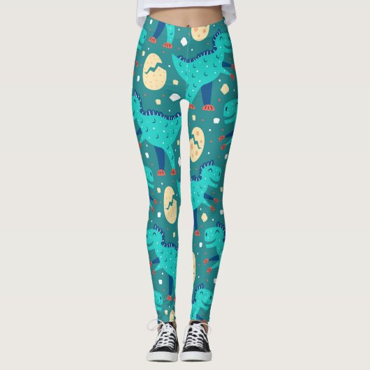 Dinosaur Dino Eggs T-Rex Pattern Leggings (Voorkant)