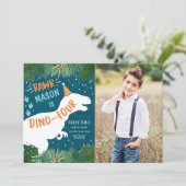 Dinosaur Dino-Four RAWR vierde verjaardag Kaart (Staand voorkant)