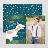 Dinosaur Dino-Four RAWR vierde verjaardag Kaart (Voorkant / Achterkant)