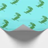 Dinosaur Dino, Green Blue Digital Kinder Art Cadeaupapier (Hoek)