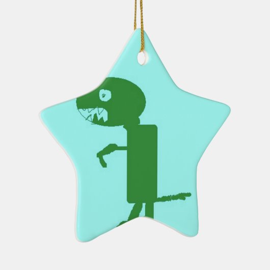 Dinosaur Dino, Green Blue Digital Kinder Art Keramisch Ornament (Rechts)