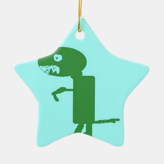 Dinosaur Dino, Green Blue Digital Kinder Art Keramisch Ornament (Voorkant)