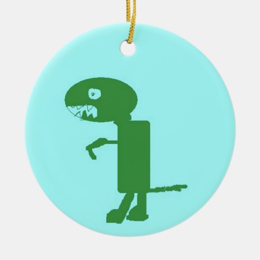 Dinosaur Dino, Green Blue Digital Kinder Art Keramisch Ornament (Voorkant)